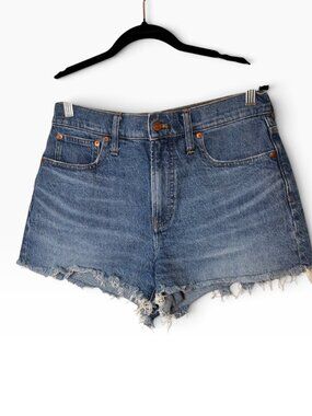 Madewell The Perfect Jean Short Medium Wash Raw Hem Size 29